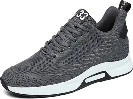 6cm Men's Elevator Shoes Men's Casual Mesh Trainers Lightweight Breathable Lace Up Sports Shoes with Hidden Lift Heel for Men Big Sneaker Slippers Men