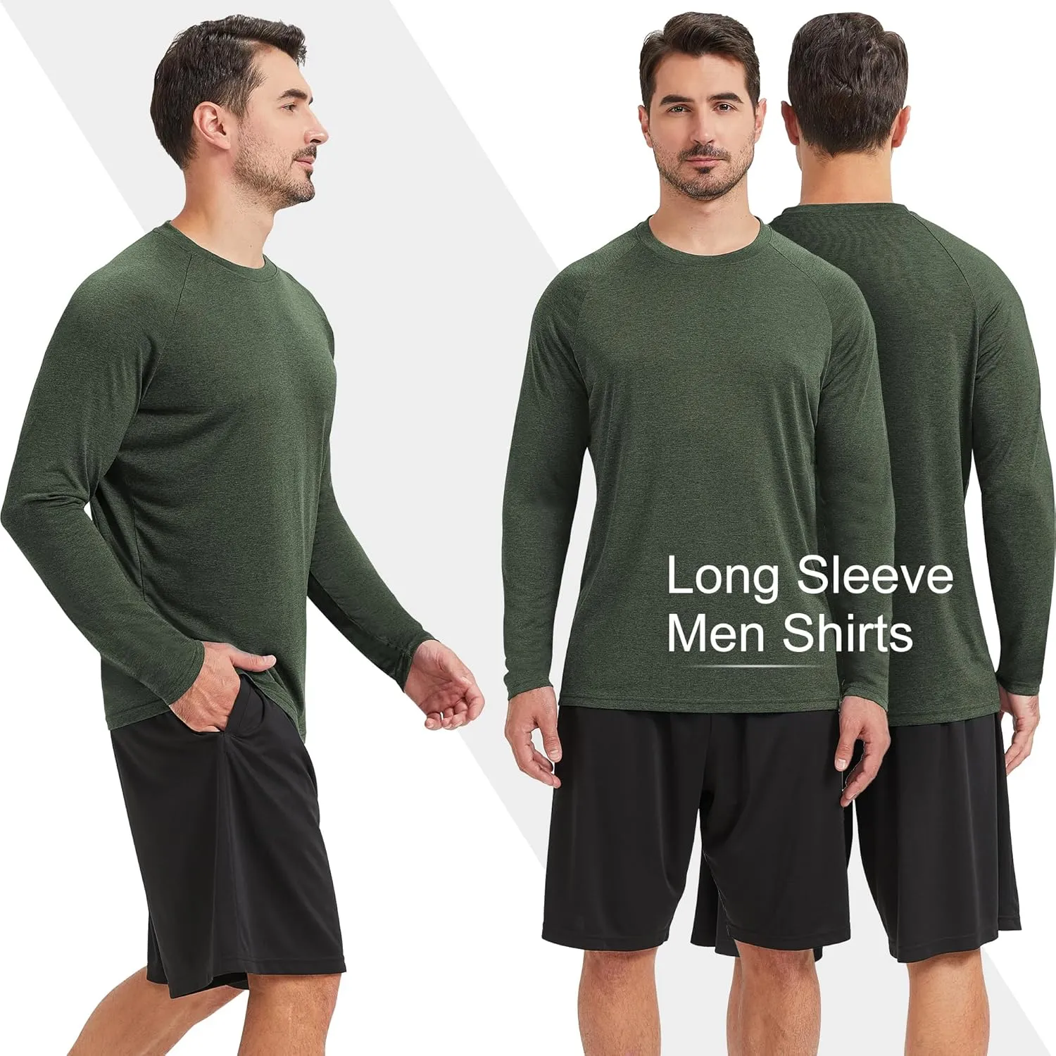 7 Pack Long Sleeve Shirts for Men UPF 50  UV Sun Protection Quick Dry Moisture Wicking Workout Tee Shirts