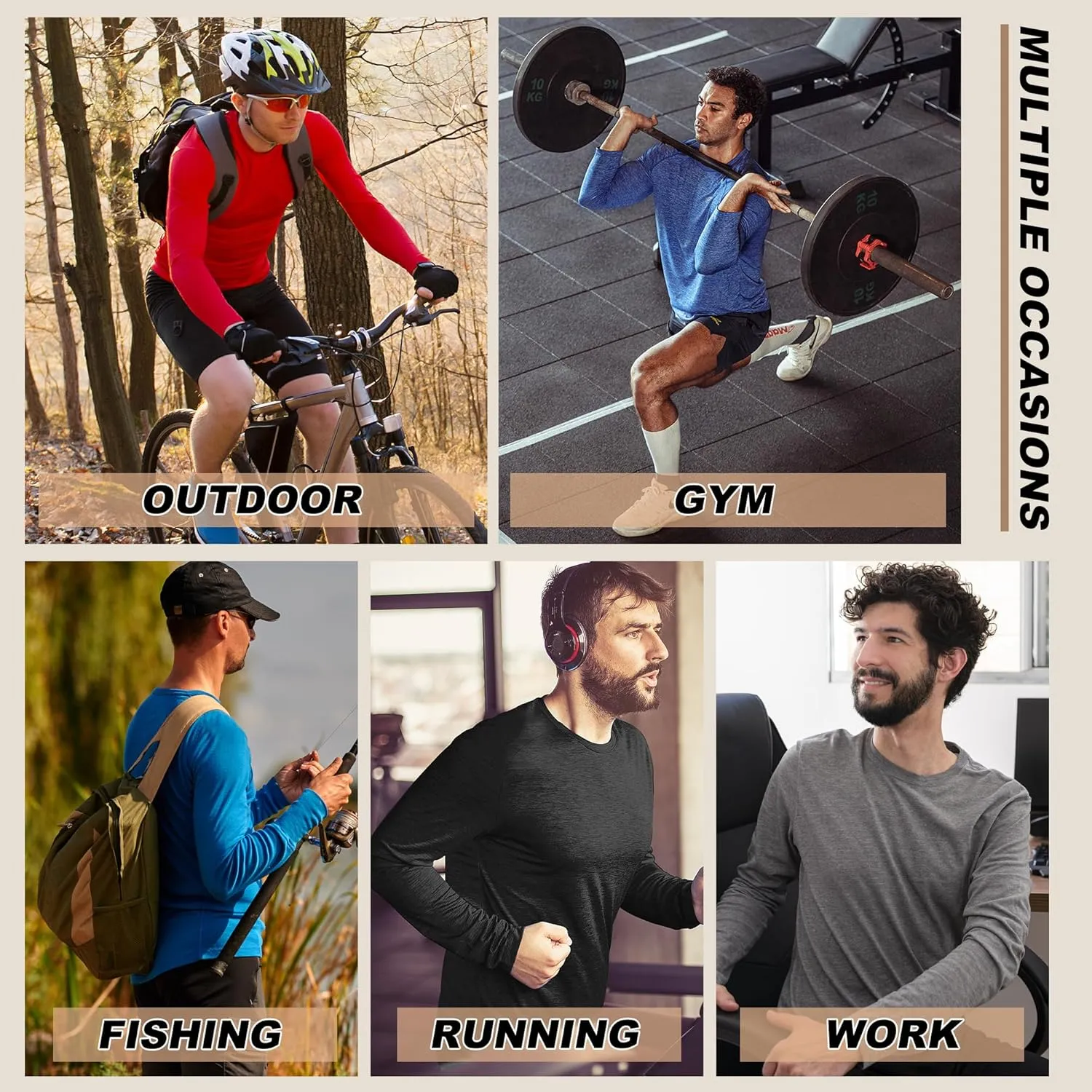 7 Pack Long Sleeve Shirts for Men UPF 50  UV Sun Protection Quick Dry Moisture Wicking Workout Tee Shirts