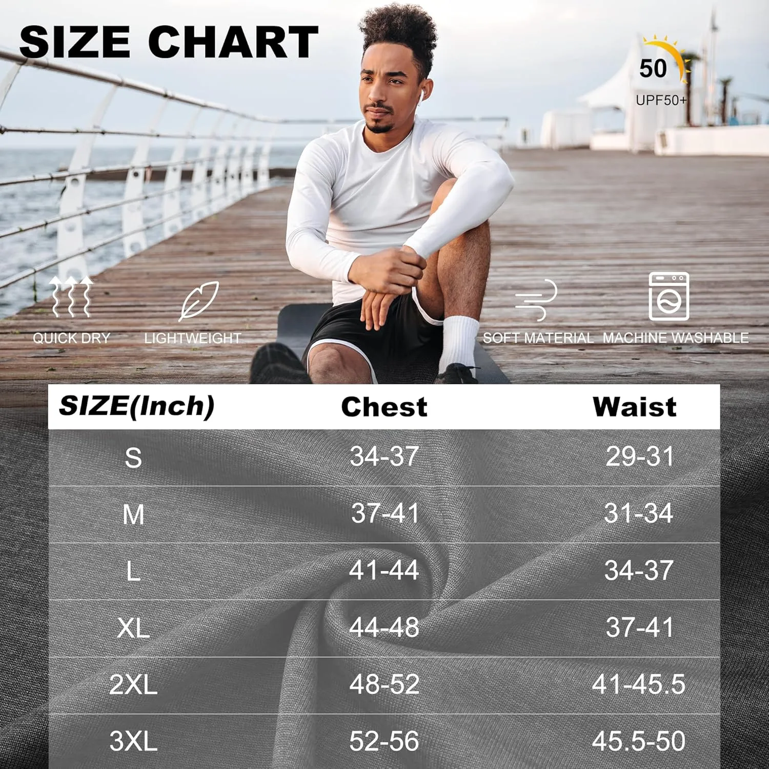 7 Pack Long Sleeve Shirts for Men UPF 50  UV Sun Protection Quick Dry Moisture Wicking Workout Tee Shirts
