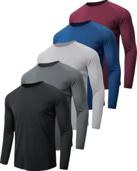 7 Pack Long Sleeve Shirts for Men UPF 50  UV Sun Protection Quick Dry Moisture Wicking Workout Tee Shirts