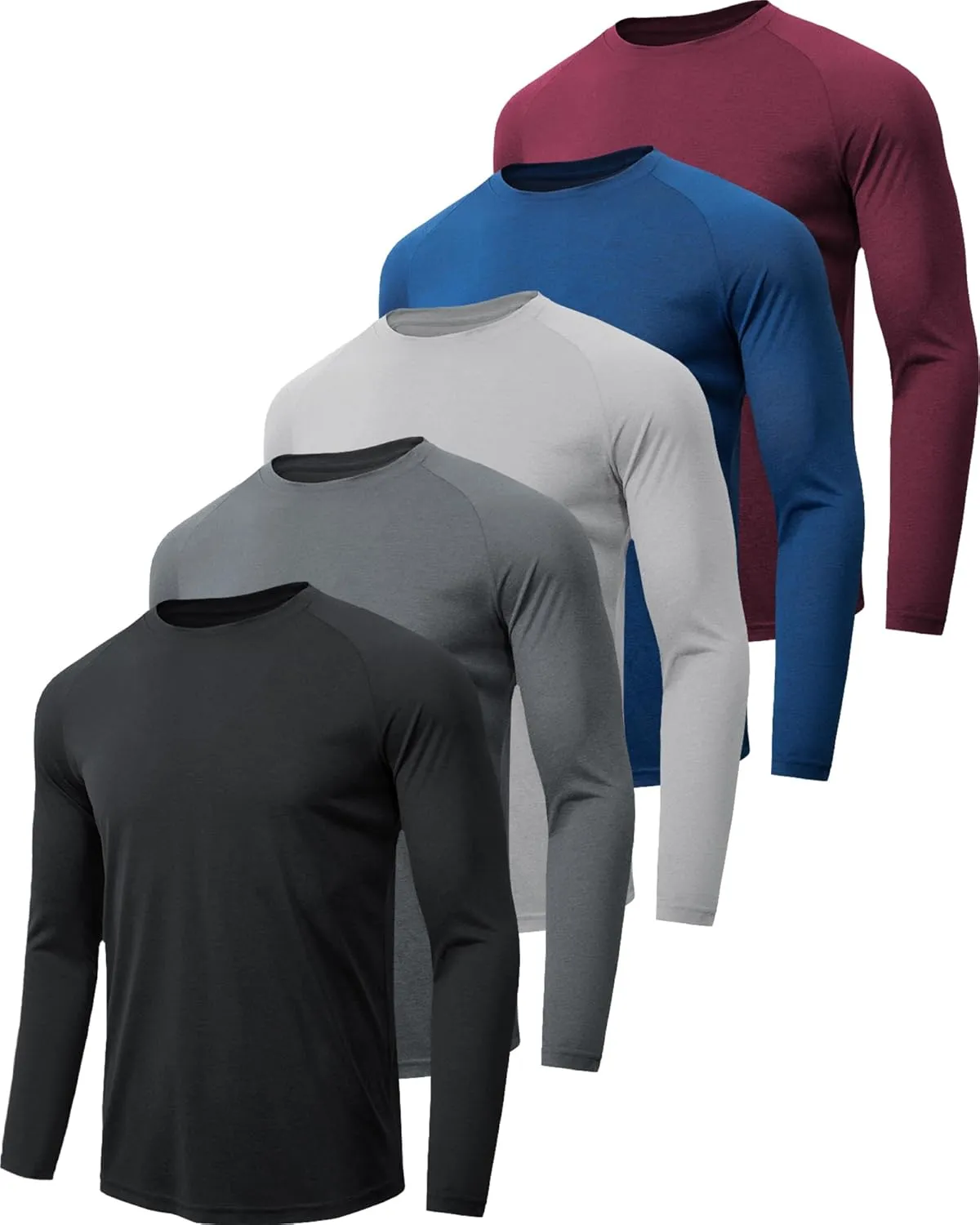 7 Pack Long Sleeve Shirts for Men UPF 50  UV Sun Protection Quick Dry Moisture Wicking Workout Tee Shirts