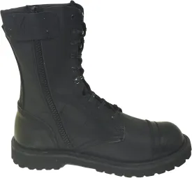 A1B18V Men's Tactical Boots Leather Black Combat Military 10 inch Cap Toe Side Zipper Army Work Shoes