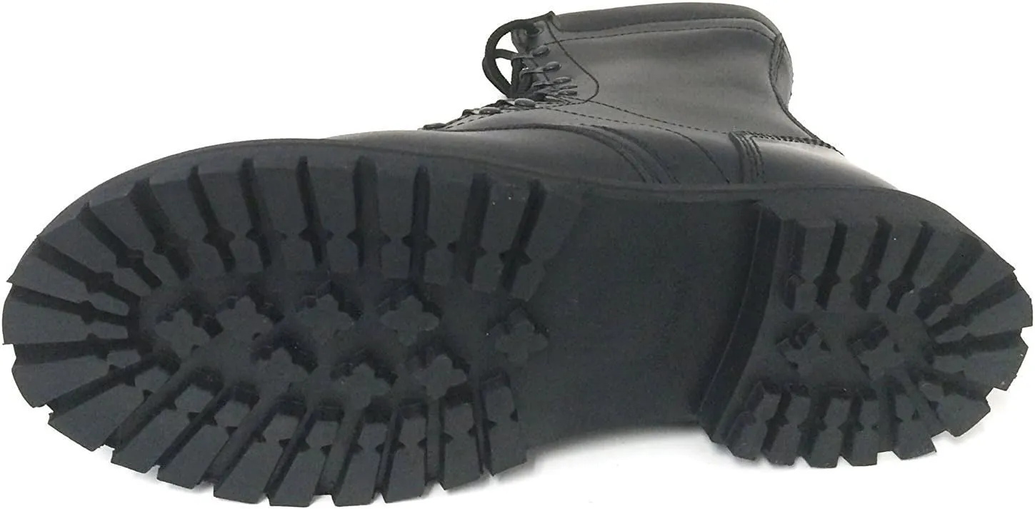 A1B18V Men's Tactical Boots Leather Black Combat Military 10 inch Cap Toe Side Zipper Army Work Shoes