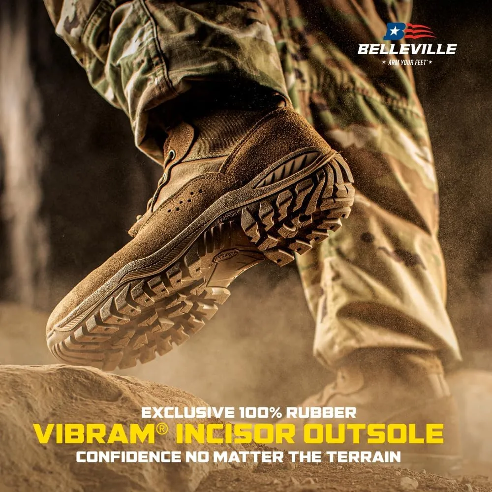 Belleville Flyweight C320 8 Combat Boots for Men - Ultra-Lightweight Army/Air Force OCP ACU Coyote Brown Leather with Traction Outsole; Berry Compliant