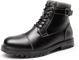 Bruno Marc Men's Motorcycle Combat Oxford Boot Fur Lining Warm Zipper Boots