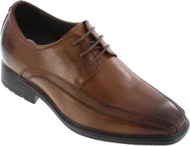 CALTO Men's Invisible Height Increasing Elevator Oxfords Shoes - Brown Leather Lace-up Dress Derby - 3 Inches Taller - G60126B - Size 9 D(M) US