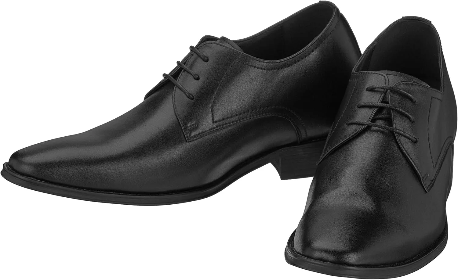 CALTO Men's Invisible Height Increasing Elevator Shoes - Black Premium Leather Lace-up Formal Derby Oxfords - 2.8 Inches Taller - Y5011 - Size 10 D(M) US