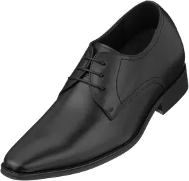 CALTO Men's Invisible Height Increasing Elevator Shoes - Black Premium Leather Lace-up Formal Derby Oxfords - 2.8 Inches Taller - Y5011 - Size 10 D(M) US