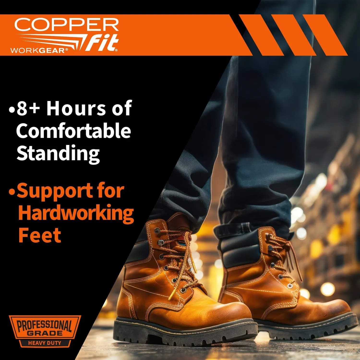 COPPER FIT PRO Grade Work Insoles  Anti-Shock, Anti-Fatigue Orthopedic Cushion with Contoured Arch  for Work Boots and Shoes  Mens 8  13  1 Pair (1 Pair)
