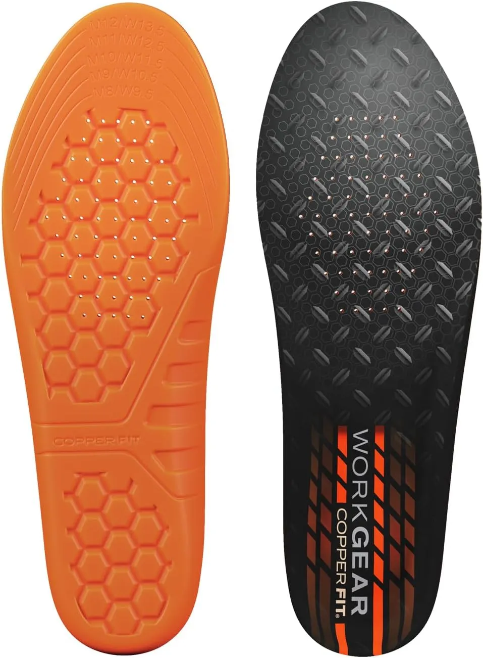 COPPER FIT PRO Grade Work Insoles  Anti-Shock, Anti-Fatigue Orthopedic Cushion with Contoured Arch  for Work Boots and Shoes  Mens 8  13  1 Pair (1 Pair)