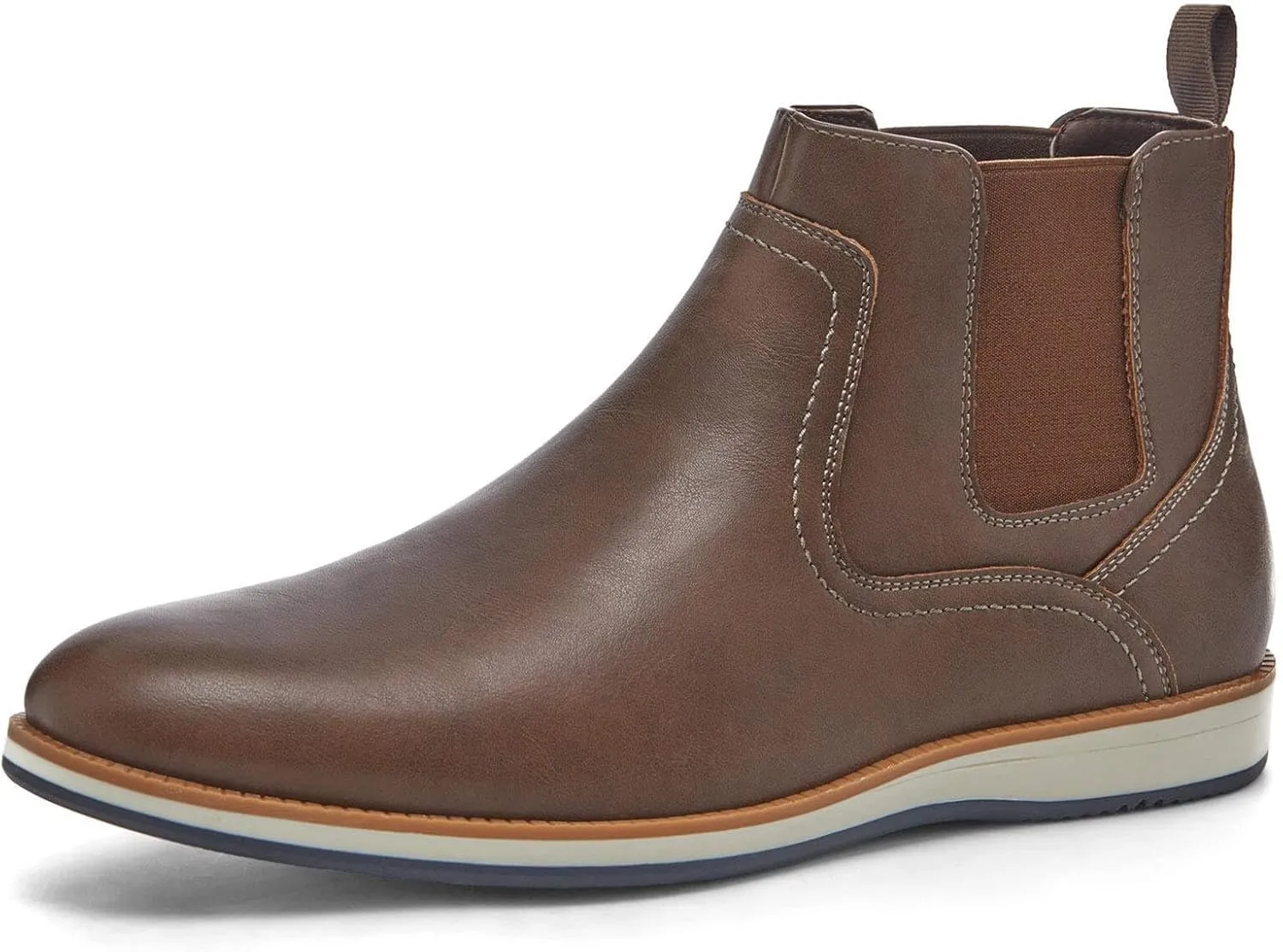 Coutgo Men's Chelsea Boots Casual Leather Chukka Ankle Boots Low Heel Slip On Dress Shoes