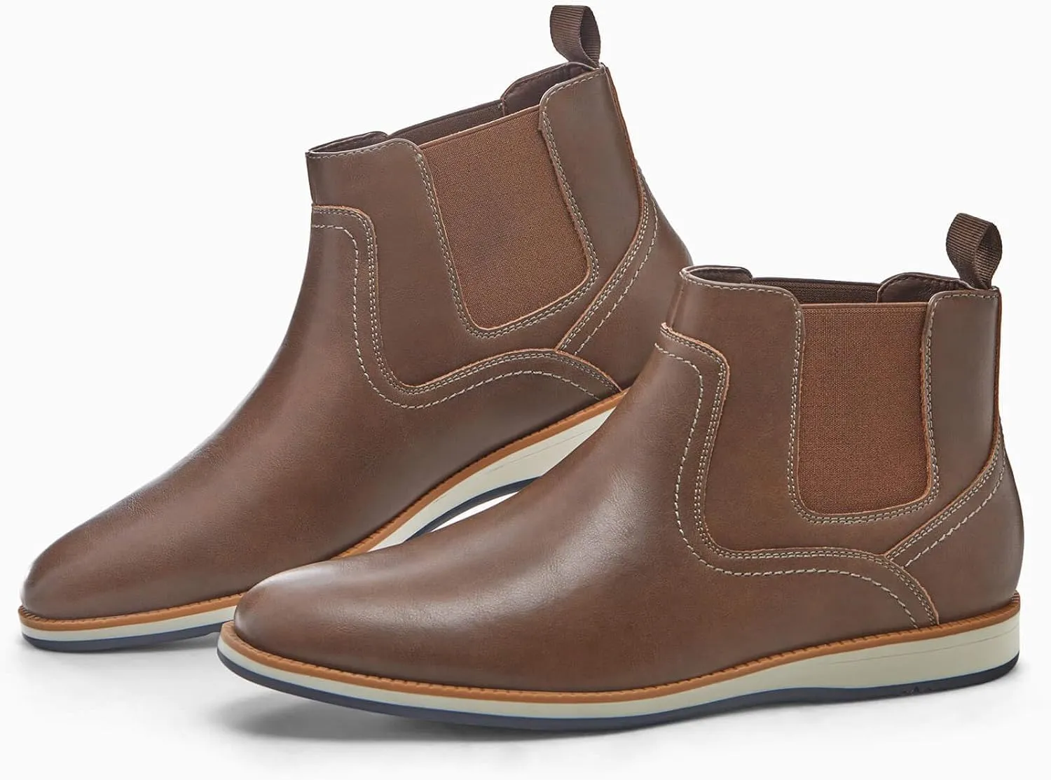 Coutgo Men's Chelsea Boots Casual Leather Chukka Ankle Boots Low Heel Slip On Dress Shoes