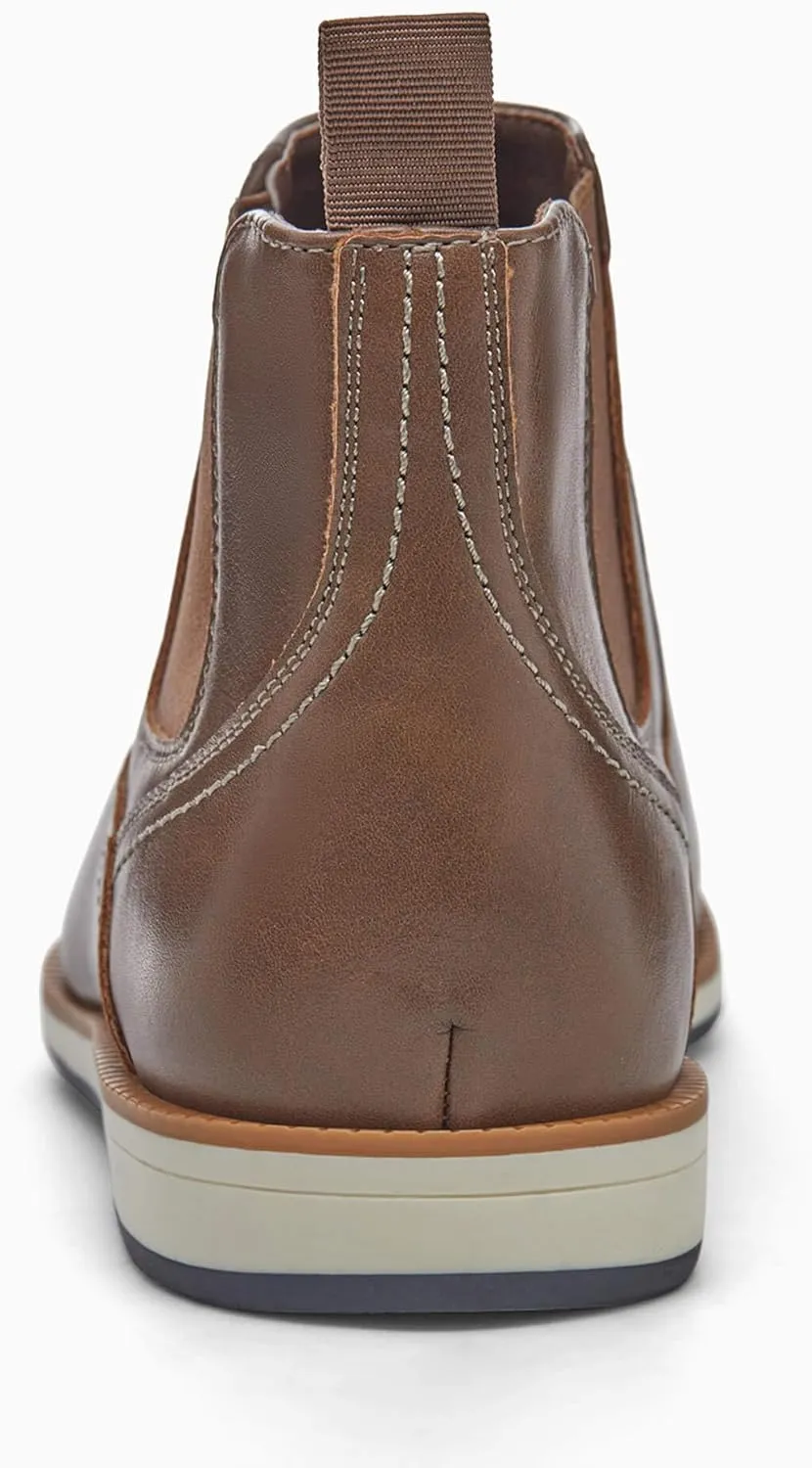 Coutgo Men's Chelsea Boots Casual Leather Chukka Ankle Boots Low Heel Slip On Dress Shoes