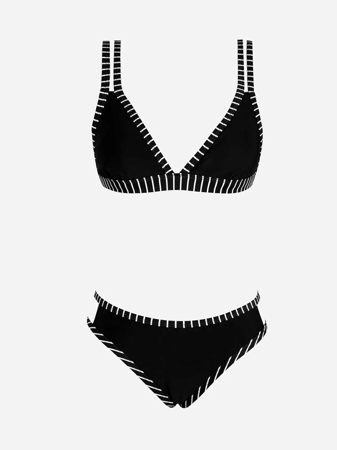 CUPSHE Women's Bikini Set Two Piece Swimsuits Strappy Mid Rise V Neck Cutout Adjustable Double Straps