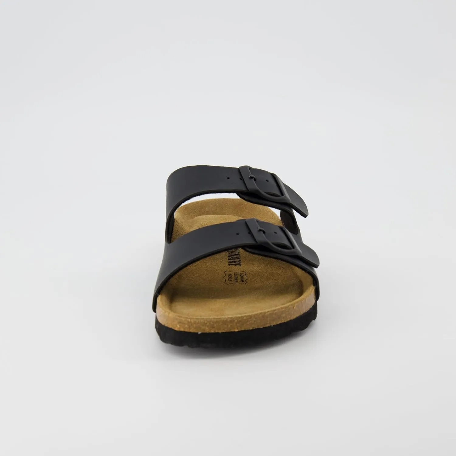 CUSHIONAIRE Lane Cork Footbed Sandals for Women  Comfortable Double Buckle Slip-On with Genuine Suede Footbed & Arch Support Slides for Women Footwear