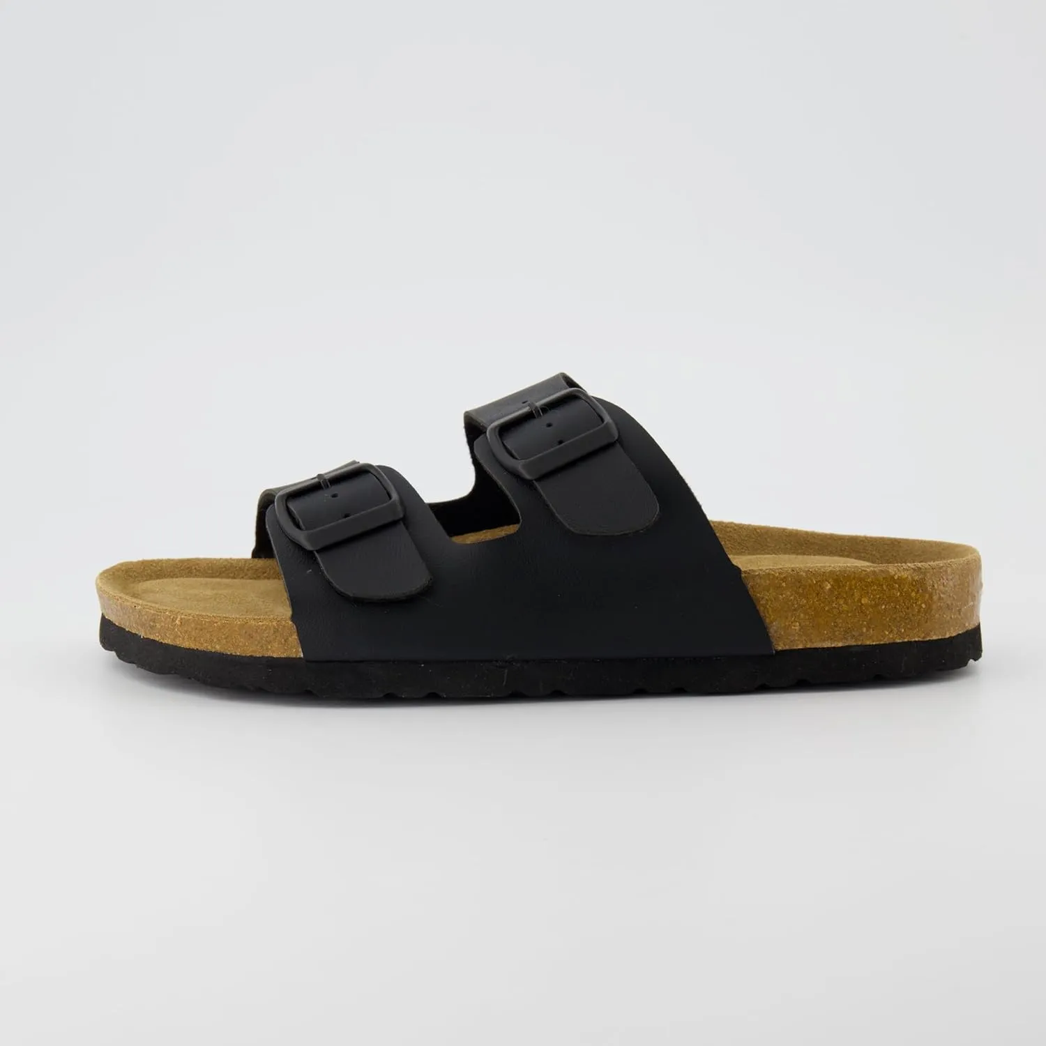 CUSHIONAIRE Lane Cork Footbed Sandals for Women  Comfortable Double Buckle Slip-On with Genuine Suede Footbed & Arch Support Slides for Women Footwear