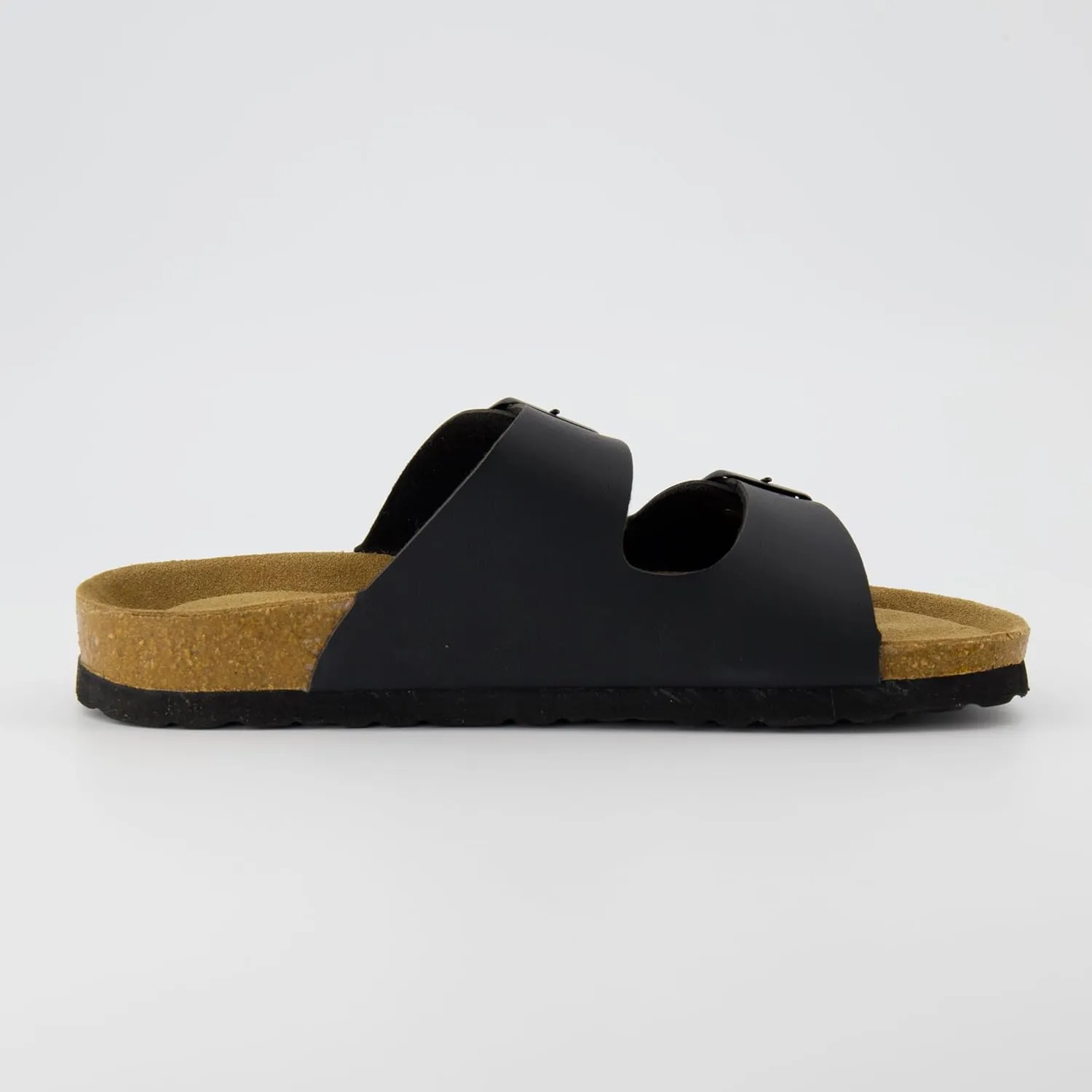 CUSHIONAIRE Lane Cork Footbed Sandals for Women  Comfortable Double Buckle Slip-On with Genuine Suede Footbed & Arch Support Slides for Women Footwear