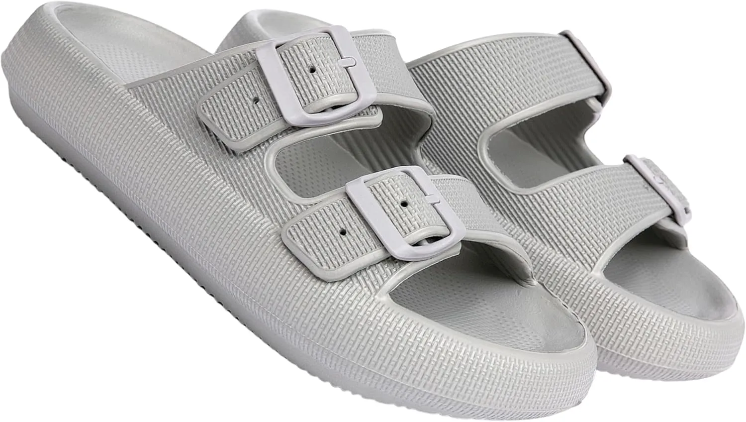 Double Buckle Adjustable Slides Sandals for Women and Men Casual Pillow Slippers for Womens EVA Flat Slides Sandals