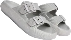Double Buckle Adjustable Slides Sandals for Women and Men Casual Pillow Slippers for Womens EVA Flat Slides Sandals
