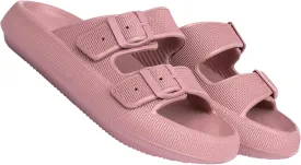 Double Buckle Adjustable Slides Sandals for Women and Men Casual Pillow Slippers for Womens EVA Flat Slides Sandals