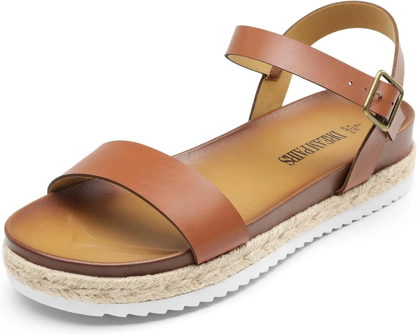 DREAM PAIRS Womens Open Toe Ankle Strap Espadrille Casual Flatform Platform Wedge Sandals
