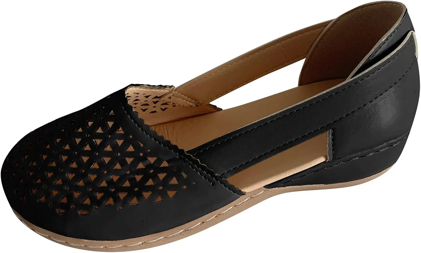 Eduavar Orthopedic Sandals for Women, Womens Sandals Comfortable Closed Toe Casual Hollow Out Shoes Orthotic Wedge Sandals