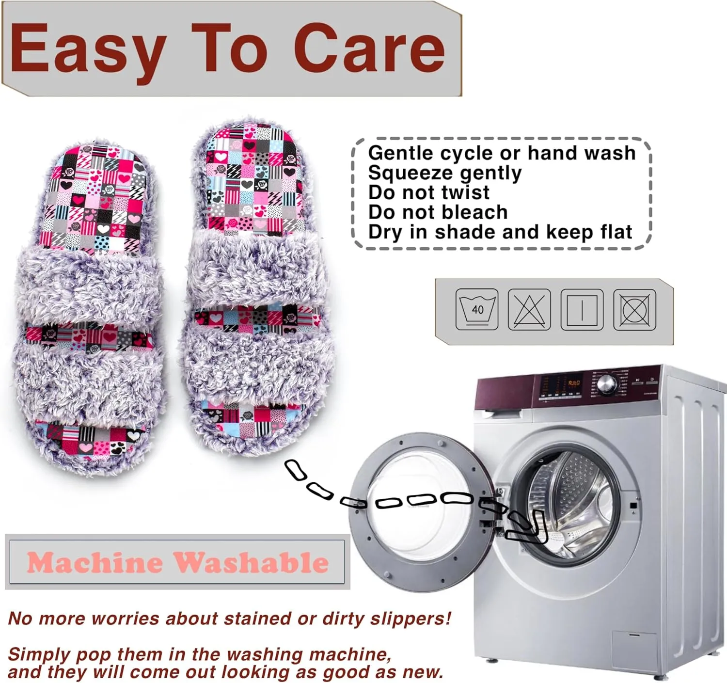 Fuzzy Memory Foam Slippers for Women Open Toe Double-Strap Indoor Outdoor Plush House Slippers Non-Slip Machine Washable