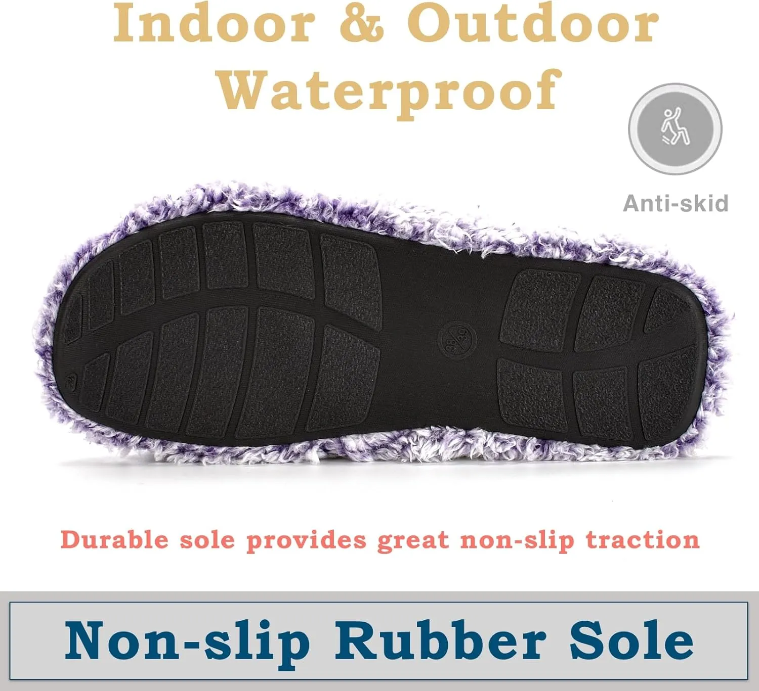 Fuzzy Memory Foam Slippers for Women Open Toe Double-Strap Indoor Outdoor Plush House Slippers Non-Slip Machine Washable