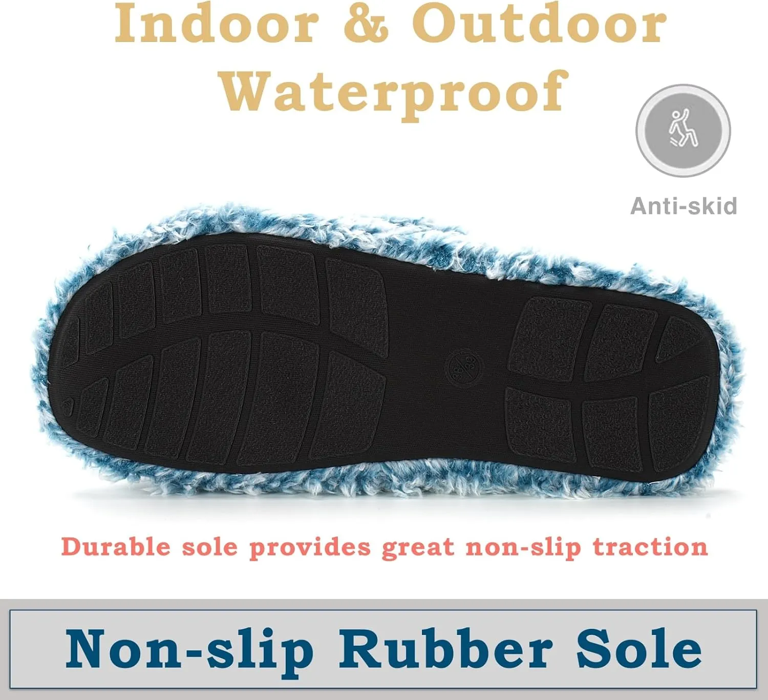 Fuzzy Memory Foam Slippers for Women Open Toe Double-Strap Indoor Outdoor Plush House Slippers Non-Slip Machine Washable