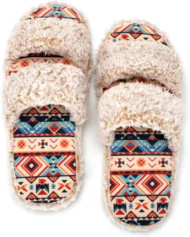 Fuzzy Memory Foam Slippers for Women Open Toe Double-Strap Indoor Outdoor Plush House Slippers Non-Slip Machine Washable