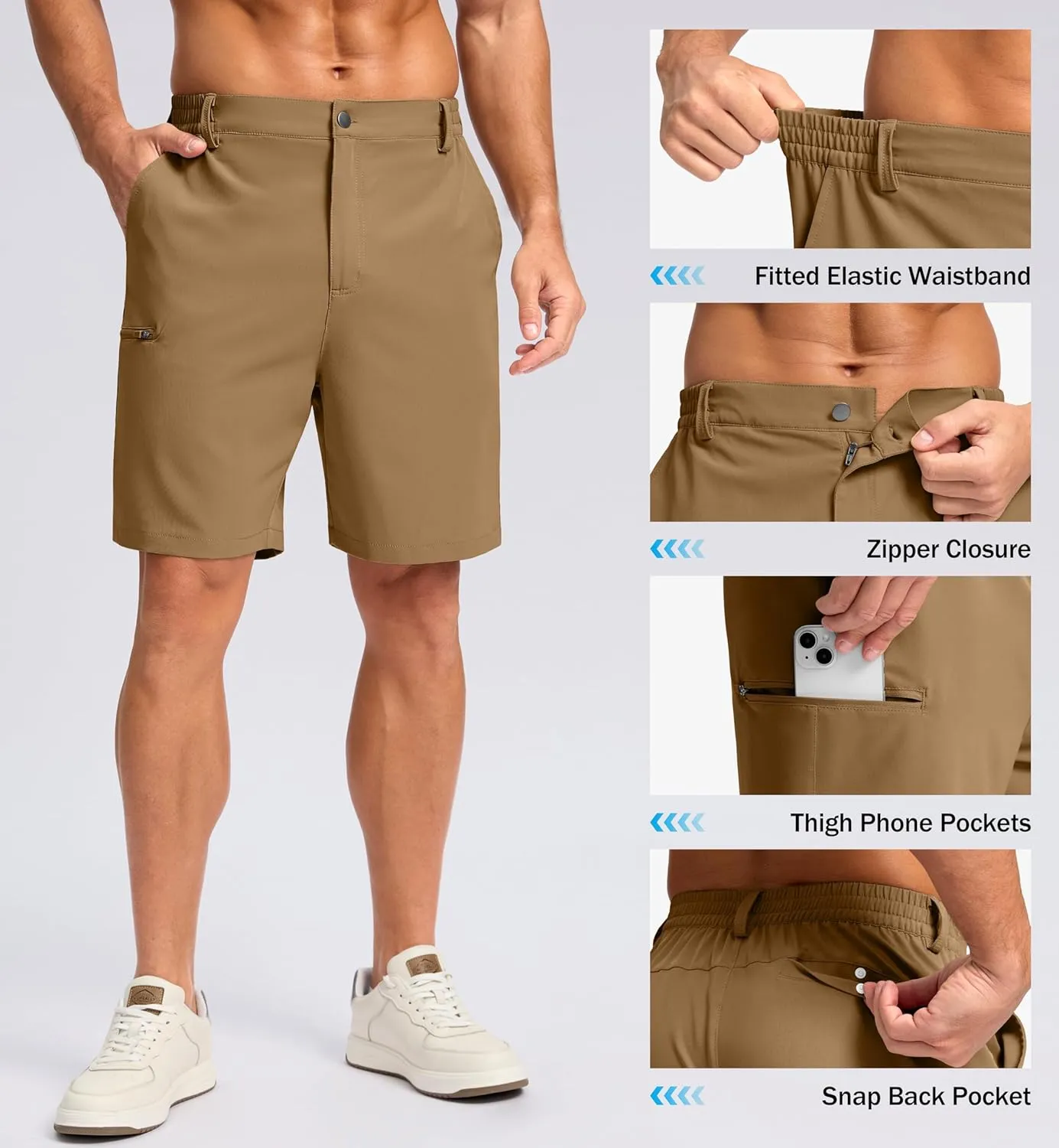 G Gradual Men's Casual Shorts 7"/ 9" Lightweight 4 Pockets Stretch Quick-Dry Summer Shorts for Golf Work Hiking Trips