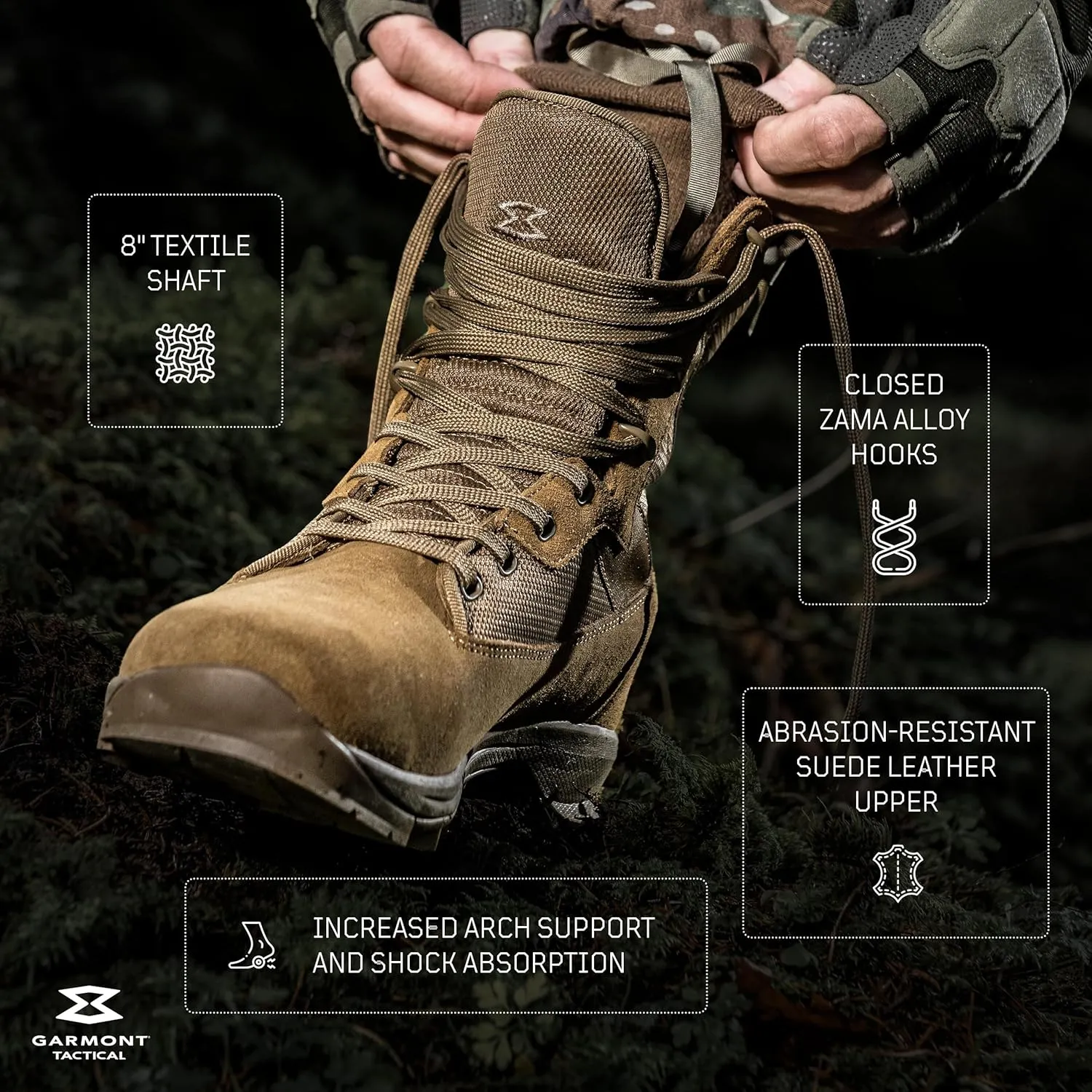 GARMONT TACTICAL T8 Athena Military Combat Boots for Women, Army, Air Force, AR670-1 Compliant Footwear, Suede Leather, Increased Arch Support