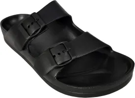 H2K Women's Lightweight Comfort Soft Slides EVA Adjustable Double Buckle Flat Sandals Buddy