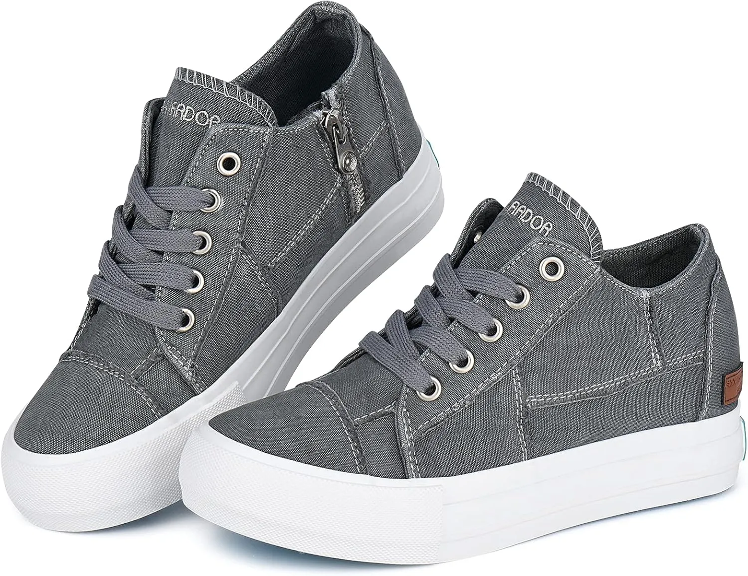 JENN ARDOR Wedge Sneakers for Women Fashion Canvas Shoes Casual Platform Hidden Heel Womens Slip On Sneaker Non Slip Side Zipper