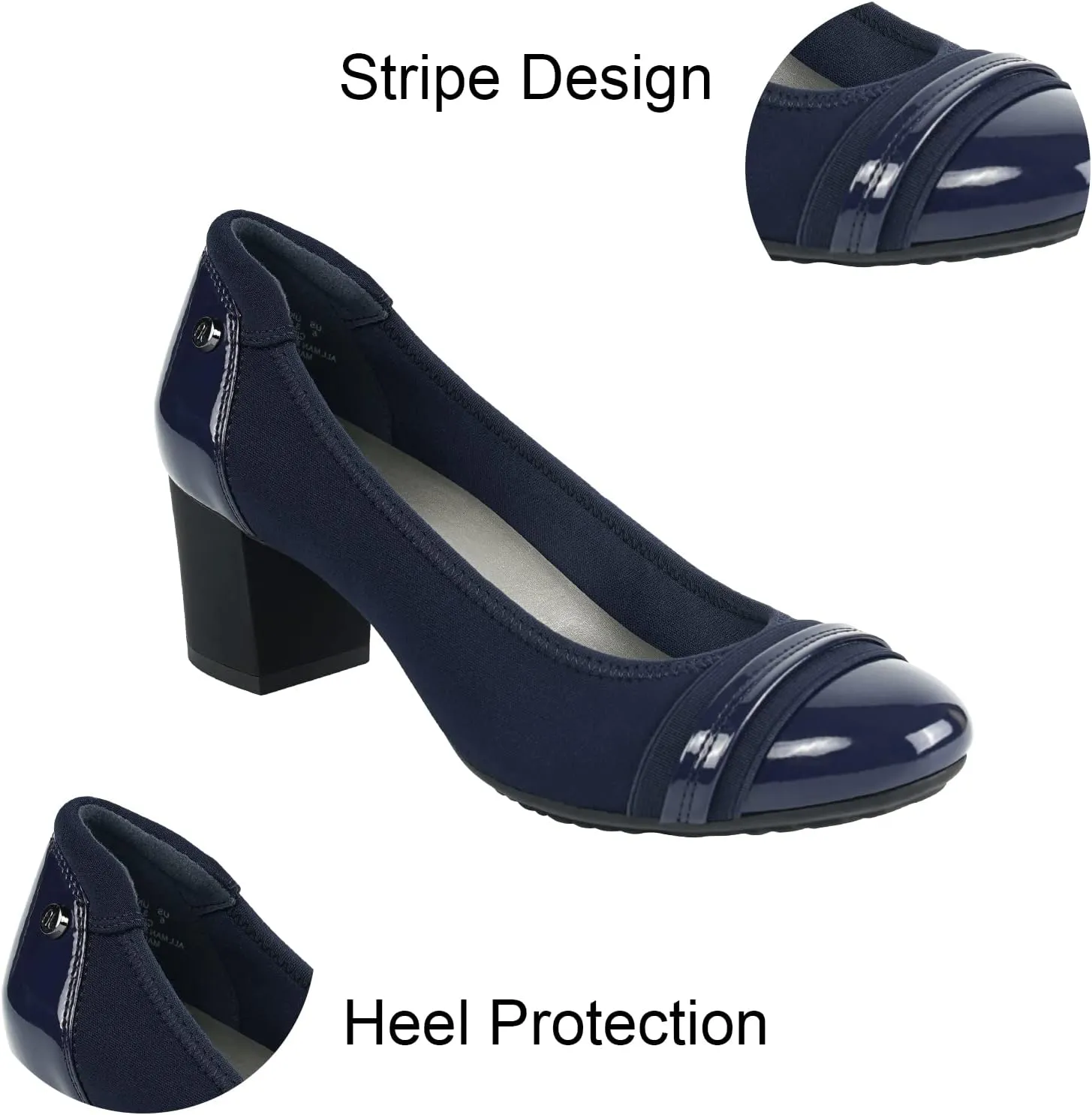 JENN ARDOR Womens Dress Pumps Ballet Chunky Heels for Women Round Toe Mid Square Block Heels Soft Slip On Pumps Shoes for Office Lady Dancer Wedding Shoes Youth 2inch