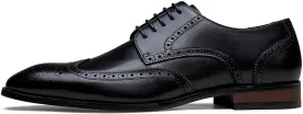 Jousen Men's Dress Shoes Leather Formal Business Oxford Derby Shoes Brogue Wingtip Retro Dress Shoes for Men