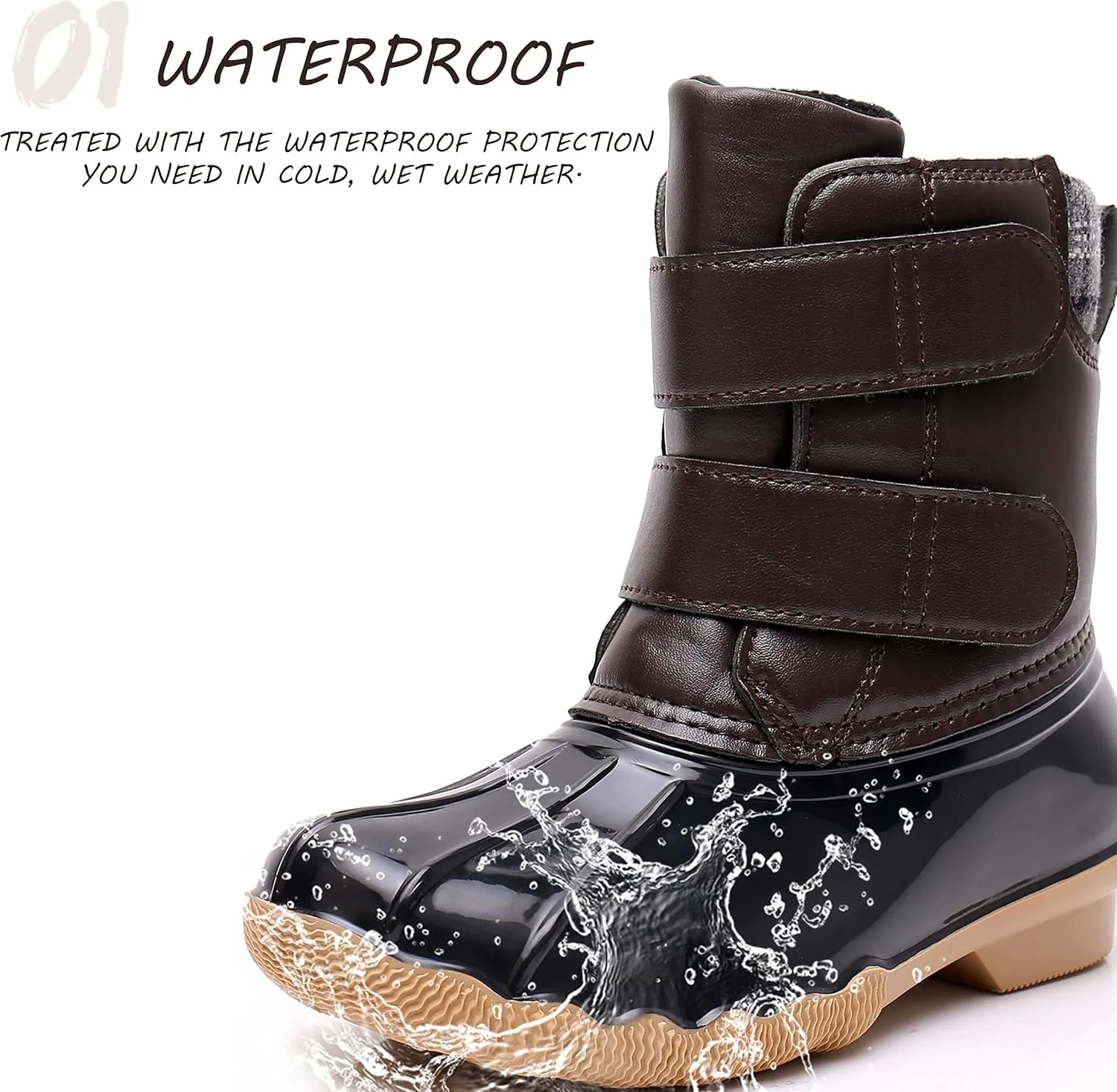 Kids Boys Girls Snow Boots Waterproof Insulated Warm Outdoor Winter Boots(Toddler/Little Kid)