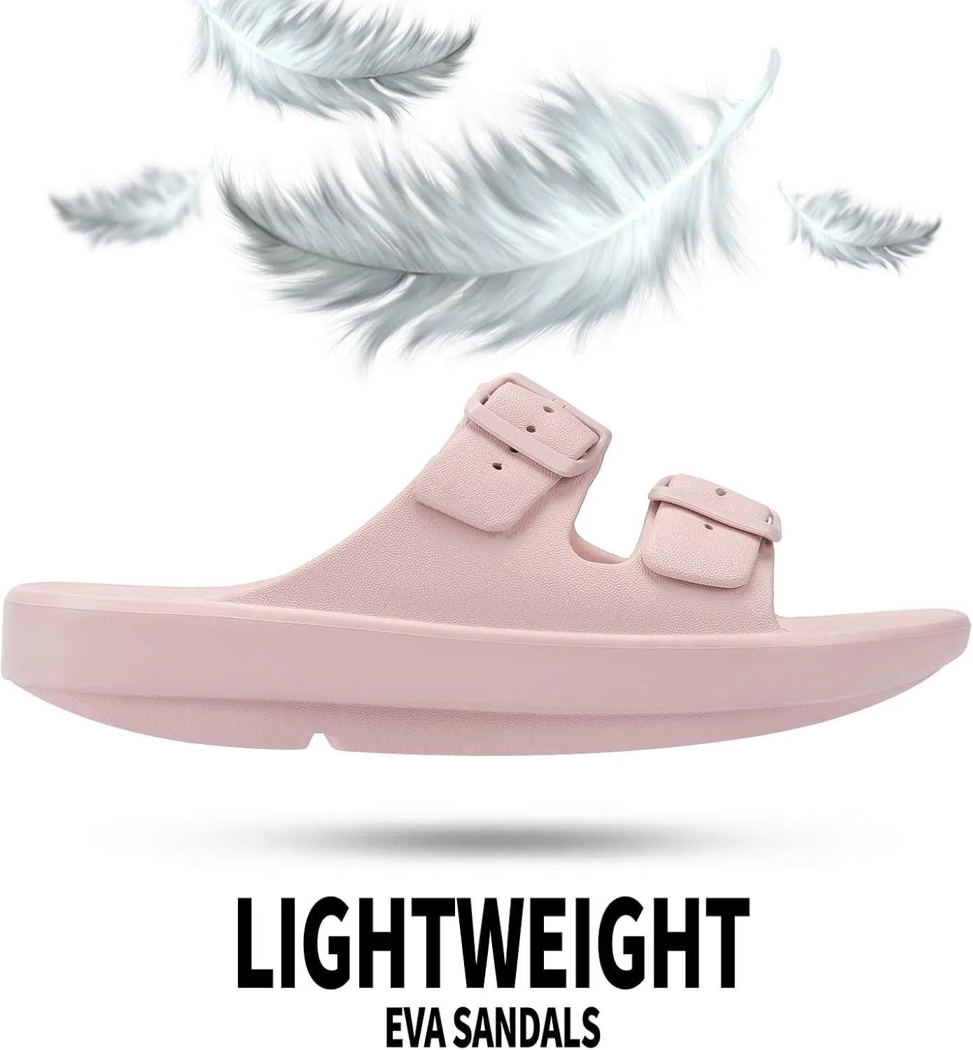 Kricely Women and Men Wide Width Recovery Sandals Plantar Fasciitis Arch Support Orthotic Slides Adjustable Double Buckle Thick Sole Slippers Reduces Stress on Feet Joints & Back Post-Exercise