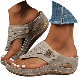 Ladmiple Womens Sandals Comfortable Dressy Arch Support Orthopedic Slippers Summer Vintage Slip On Orthotic Thong Flip Flops