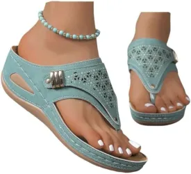 Ladmiple Womens Sandals Comfortable Dressy Arch Support Orthopedic Slippers Summer Vintage Slip On Orthotic Thong Flip Flops