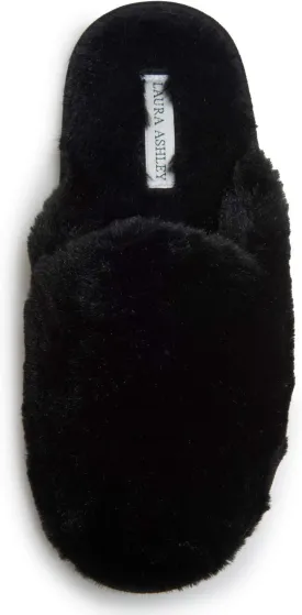 Laura Ashley Ladies All Over Plush W/Memory Foam Slippers