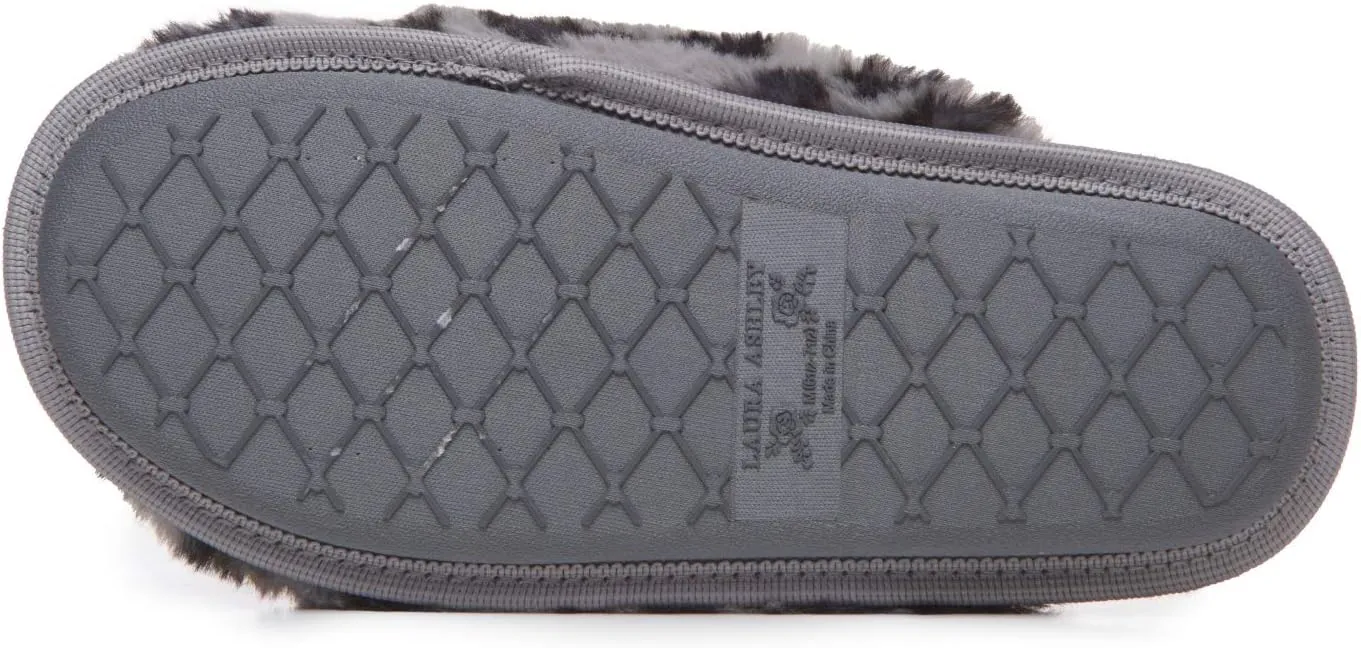 Laura Ashley Ladies All Over Plush W/Memory Foam Slippers