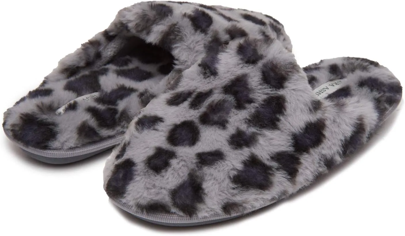 Laura Ashley Ladies All Over Plush W/Memory Foam Slippers