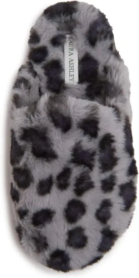 Laura Ashley Ladies All Over Plush W/Memory Foam Slippers