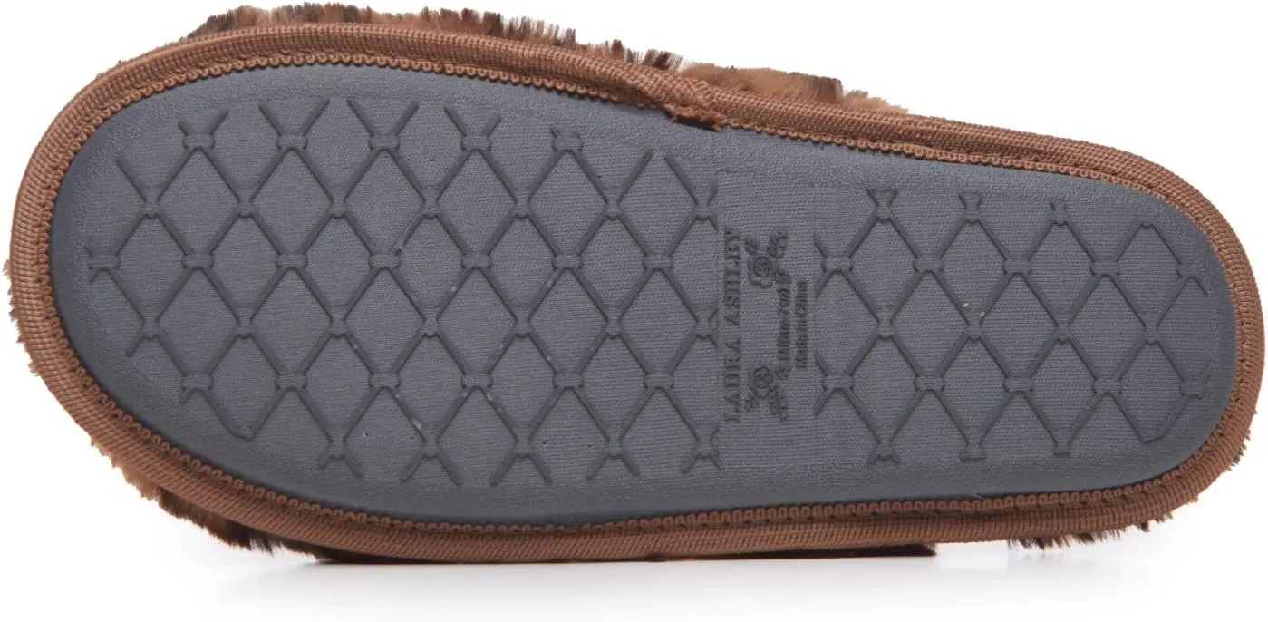 Laura Ashley Ladies All Over Plush W/Memory Foam Slippers