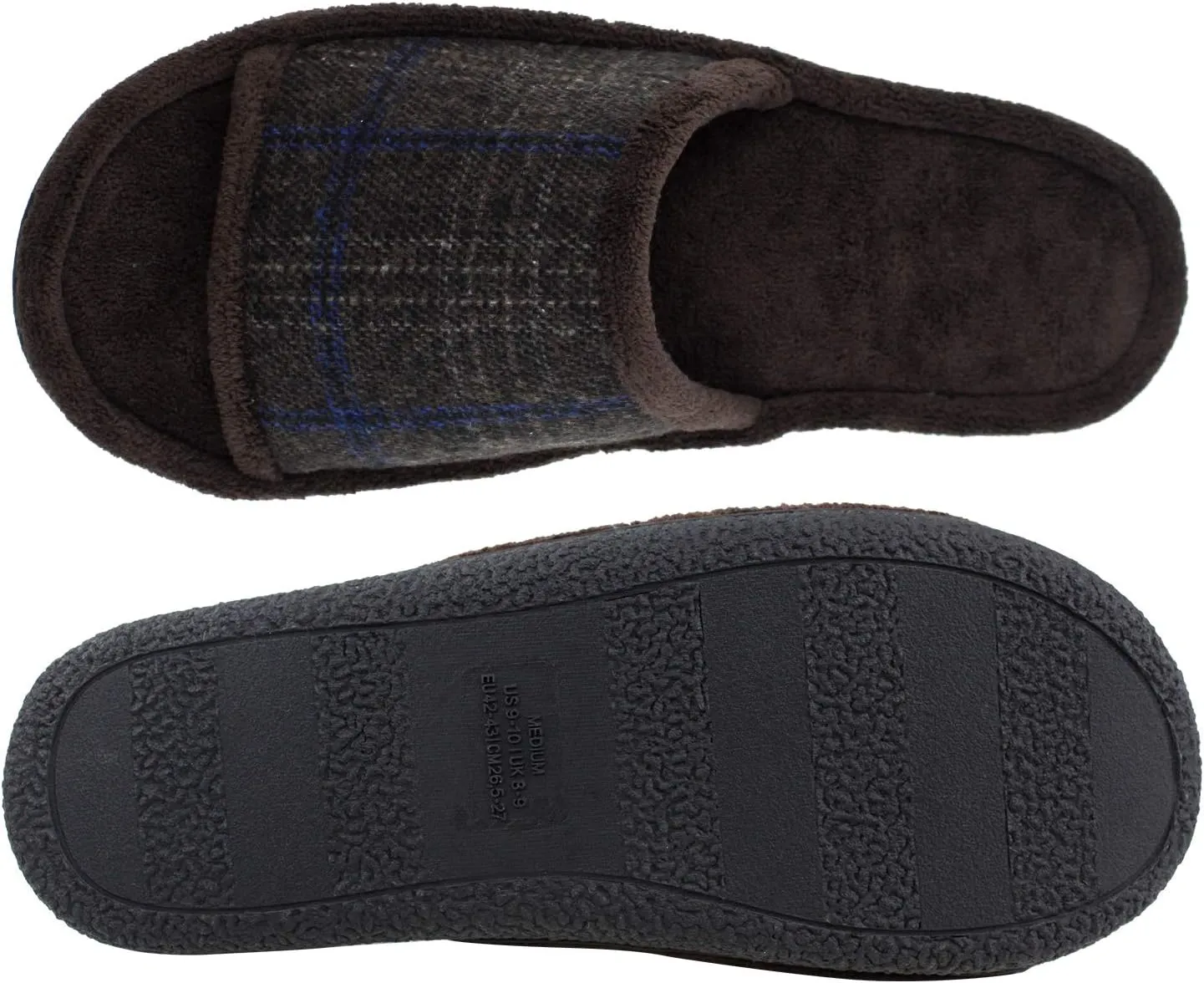 Magtoe House Slippers for Men Open Toe Soft Comfortable Indoor Slip on Mens Slides Sandals Memory Foam for Bedroom Spa Living Room, All Seasons