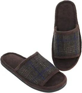 Magtoe House Slippers for Men Open Toe Soft Comfortable Indoor Slip on Mens Slides Sandals Memory Foam for Bedroom Spa Living Room, All Seasons