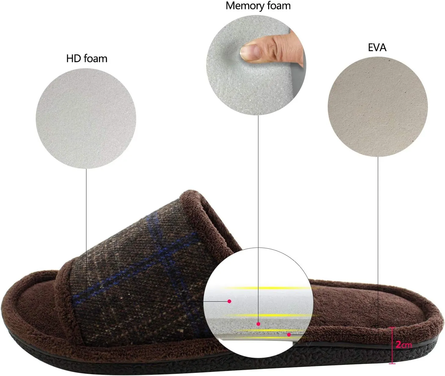 Magtoe House Slippers for Men Open Toe Soft Comfortable Indoor Slip on Mens Slides Sandals Memory Foam for Bedroom Spa Living Room, All Seasons