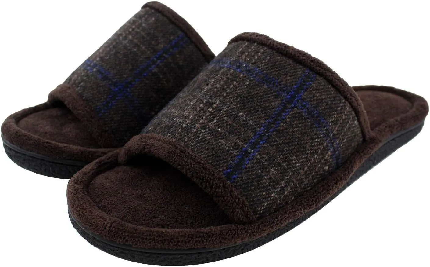 Magtoe House Slippers for Men Open Toe Soft Comfortable Indoor Slip on Mens Slides Sandals Memory Foam for Bedroom Spa Living Room, All Seasons
